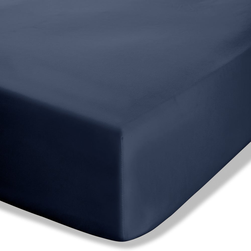 Tmavomodrá napínacia perkálová plachta 135x190 cm Easy Iron Percale – Catherine Lansfield