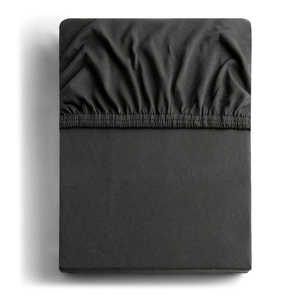 Tmavosivá napínacia plachta jersey 90x200 cm Amber – Restilo