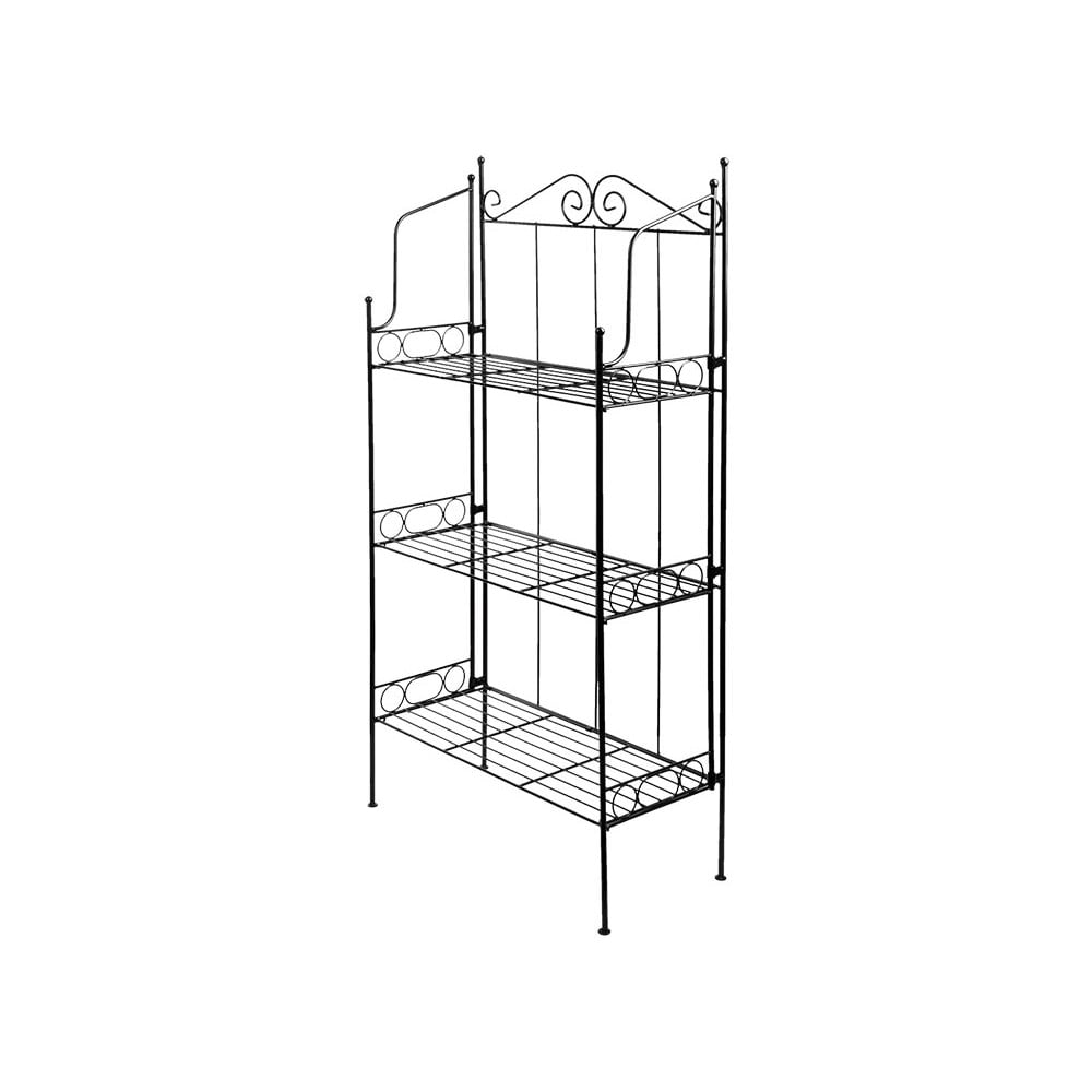 Trojposchodový čierny kovový regál Esschert Design