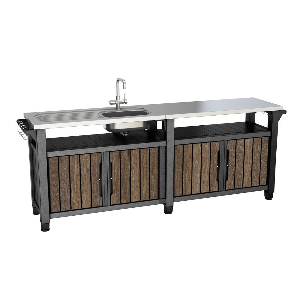 Záhradná kuchyňa v dekore orecha 237x52 cm Unity Chef – Keter