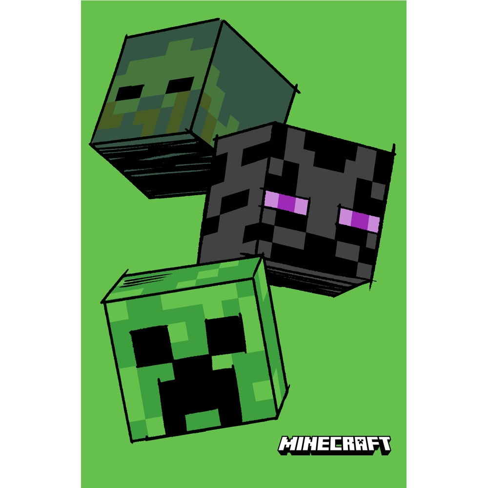 Zelená fleecová detská deka 100x150 cm Minecraft "The Mobs" – Jerry Fabrics