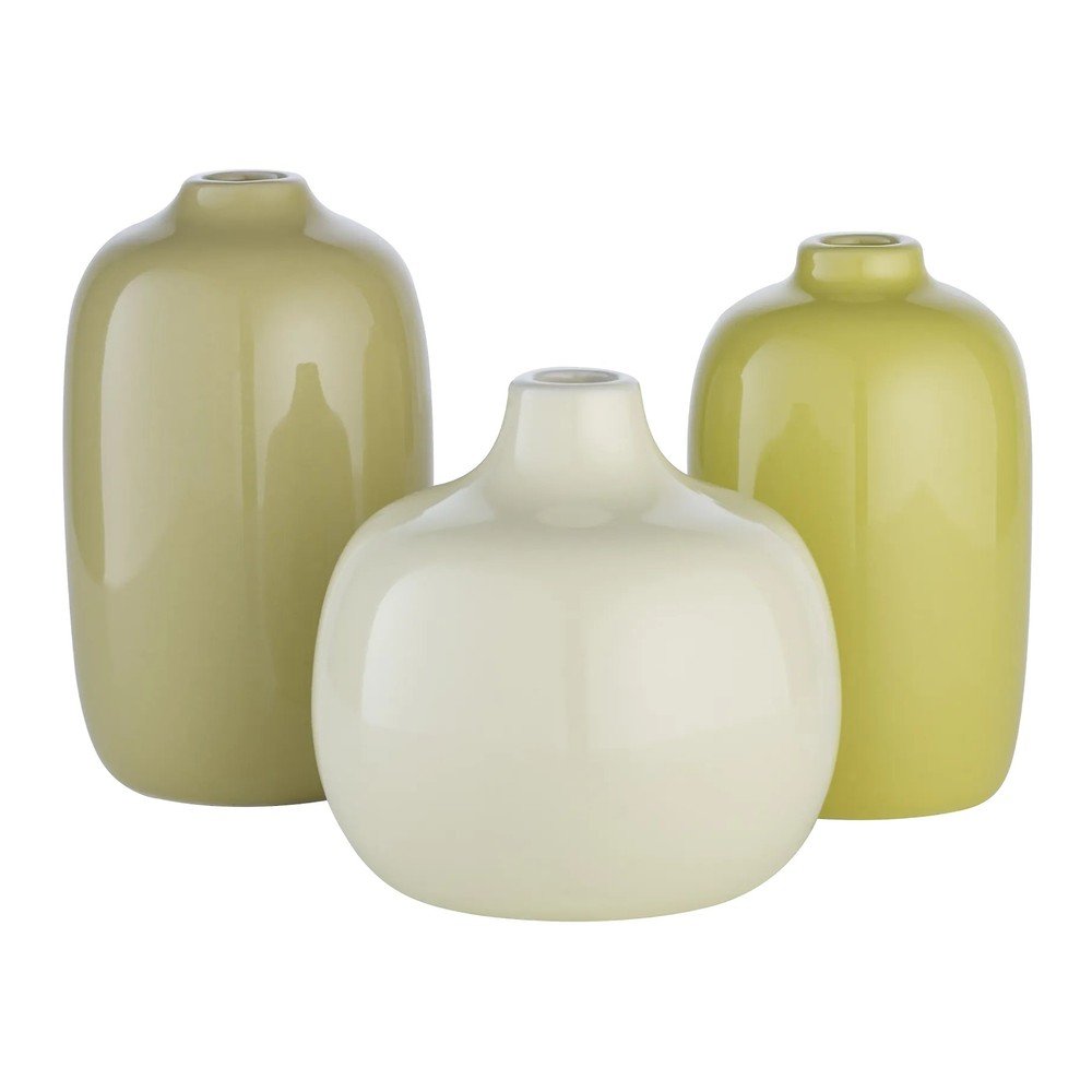 Zelené keramické súprava váz 3 ks (výška  9 cm) Ceola – Blomus