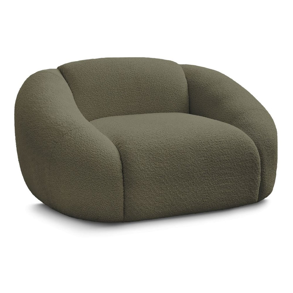 Zelené kreslo z textílie bouclé Tina – Bobochic Paris