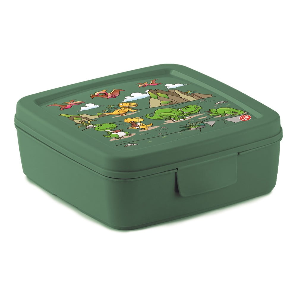 Zelený detský desiatový box Dinosaur – Snips