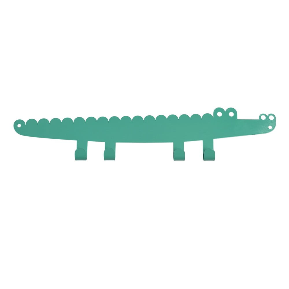 Zelený kovový nástenný detský vešiak Crocodile – Rex London