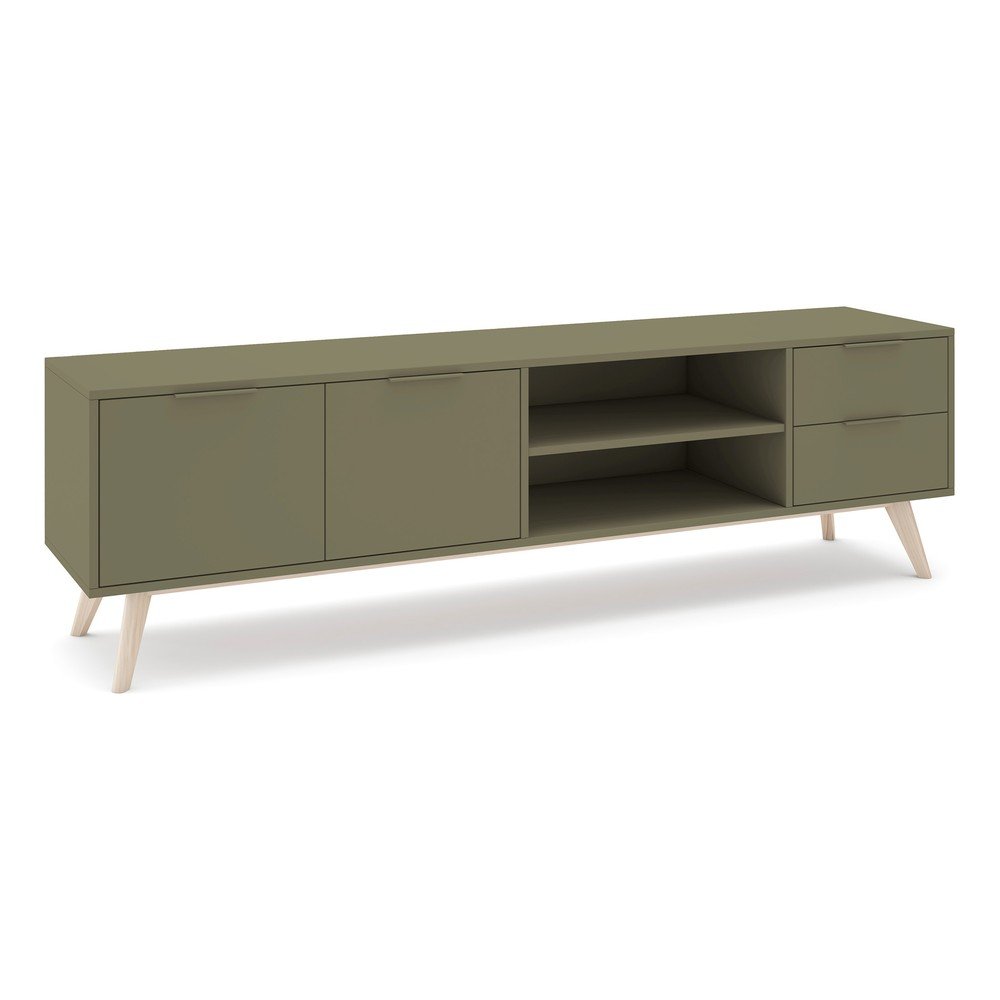 Zelený matný TV stolík 180x53x40 cm Campus – Marckeric