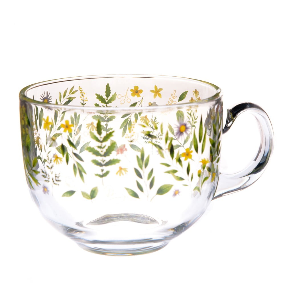 Zelený sklenený hrnček 500 ml Wildflowers – Dakls