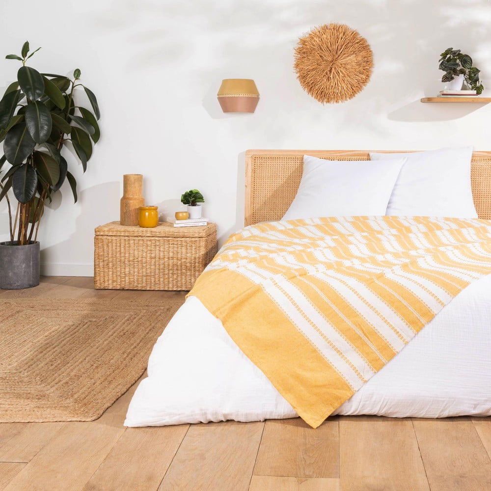 Žltý pléd 180x220 cm Abby – douceur d'intérieur