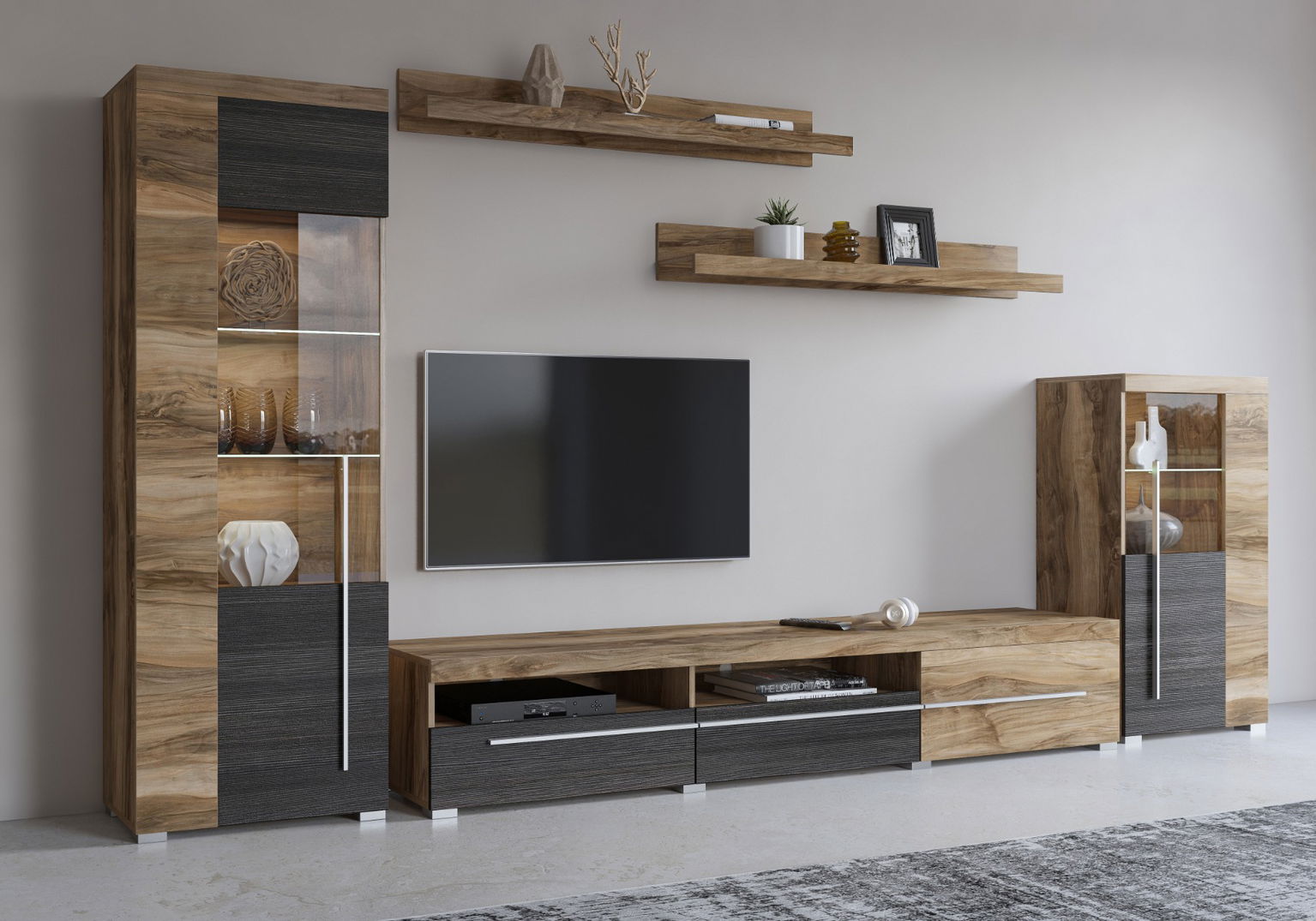 POUND obývacia stena, orech Satin/touchwood