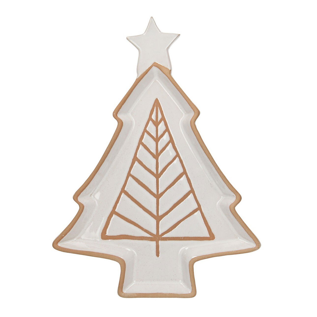 Kameninový tanier Beige Christmas Tree scandi