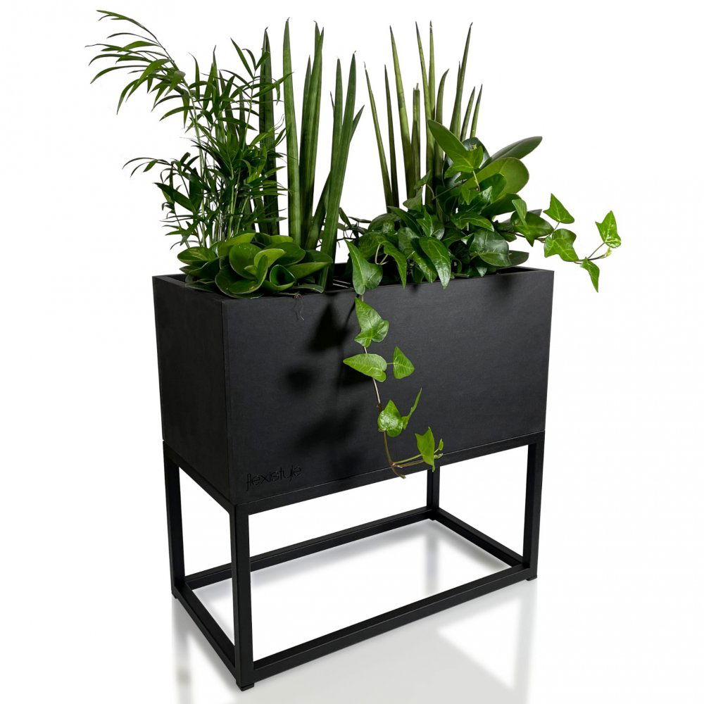 Čierny matný kovový kvetináč LOFT FIORINO 42X22X40 cm