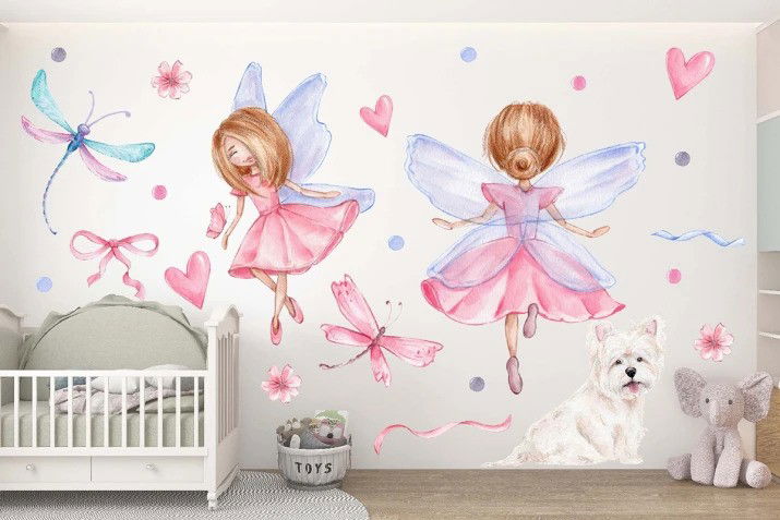 Nálepka na stenu pre dievčatá rozprávkové víly 120 x 240 cm