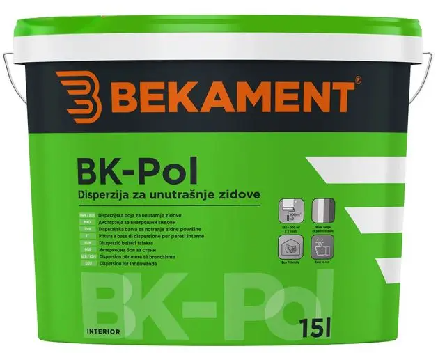 BEKAMENT BK-POL - Oteruvzdorná interiérová farba (biela, 10 L)
