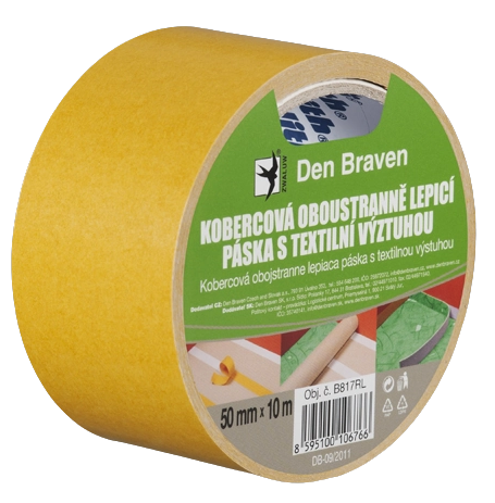 DEN BRAVEN - Kobercová lepiaca páska s textilnou výstuhou 50 mm x 25 m