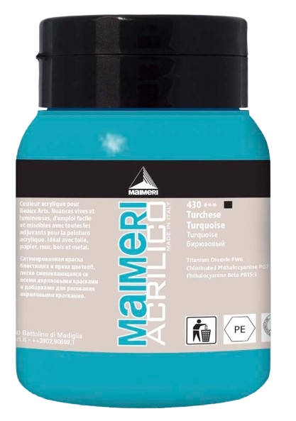 MAIMERI ACRILICO - Akrylové farby 430 - turquoise, 0,5 L