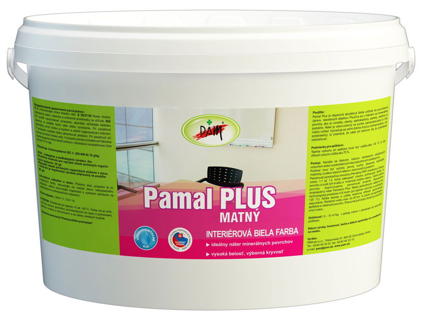 PAMAL Plus - Matná interiérová farba na omietky biela 18 kg