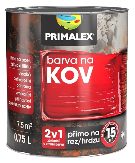 PRIMALEX 2v1 - Základná a vrchná farba na kov v jednom (RAL 7016M - antracitová šedá matná, 2,5 L)