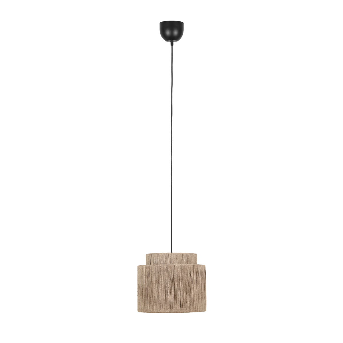 Japandi závesná lampa čierna s hnedým lanom 31cm - Smilla