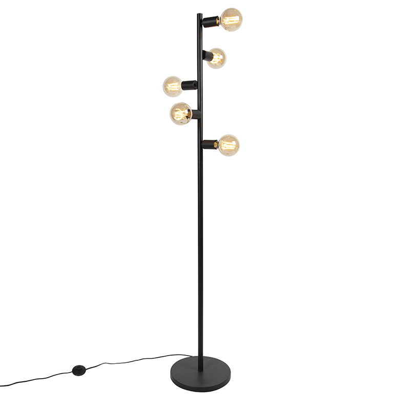Škandinávska stojaca lampa čierna 5-svetlo - Facil Tube
