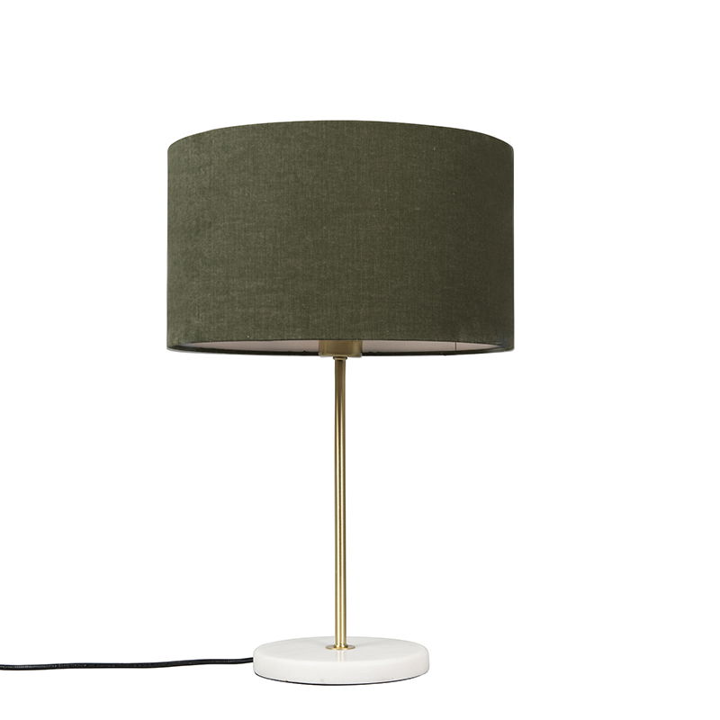 Stolná lampa mosadz s zeleným tienidlom 35 cm - Kaso