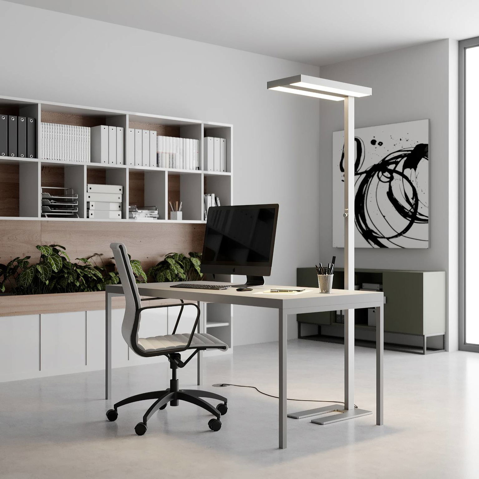 Arcchio LED stojacia lampa Logan Basic,  sada 2 ks, strieborná, 6000 lm – obrázok 2