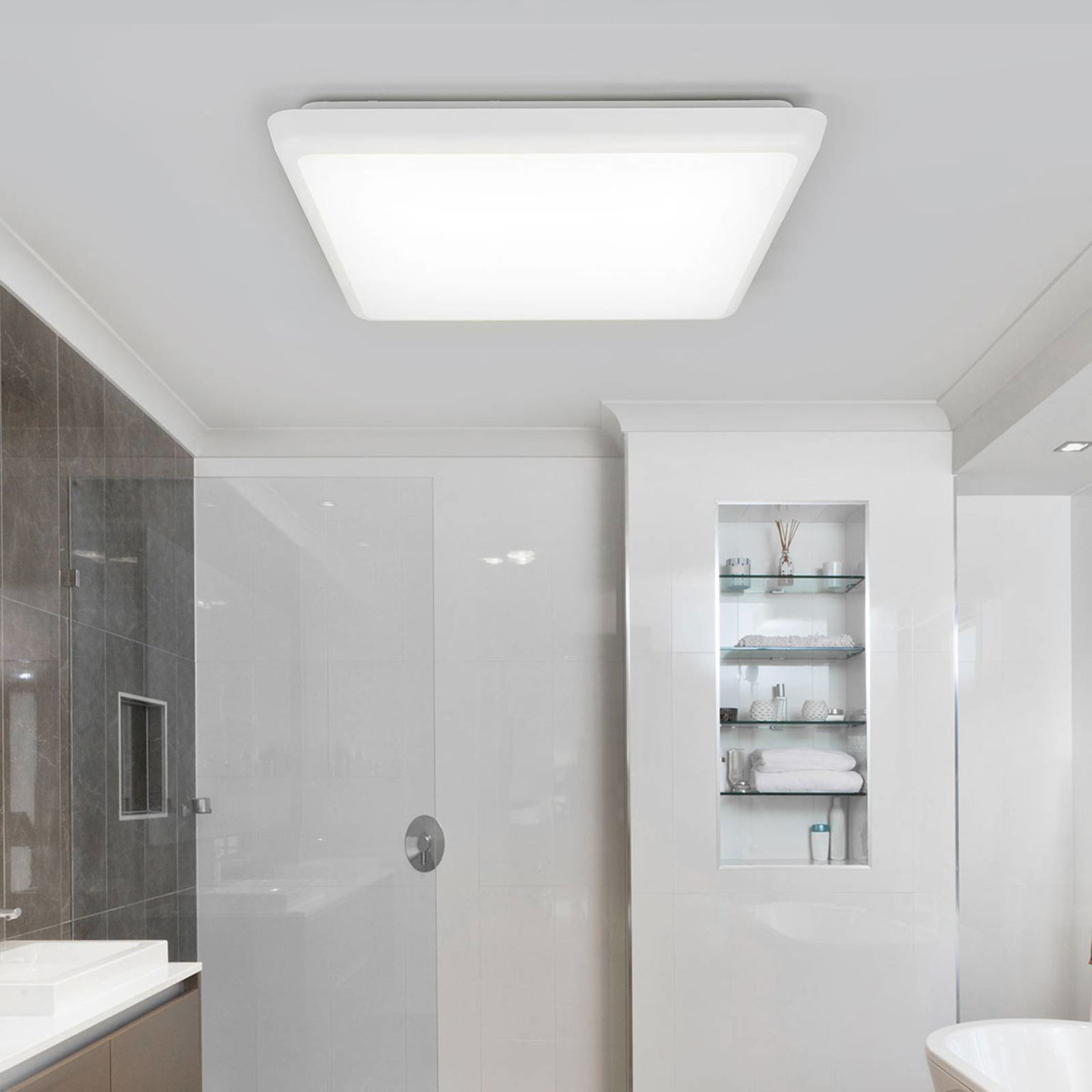 Arcchio LED stropné svietidlo Augustin, 30 x 30 cm, biele, IP54 – obrázok 2