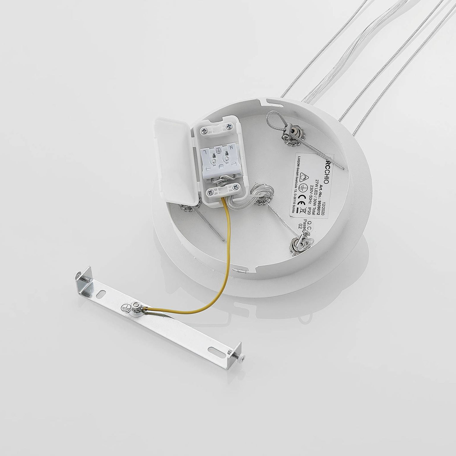 Arcchio LED závesná lampa Noabelle, Ø 40 cm, biela, kov – obrázok 6