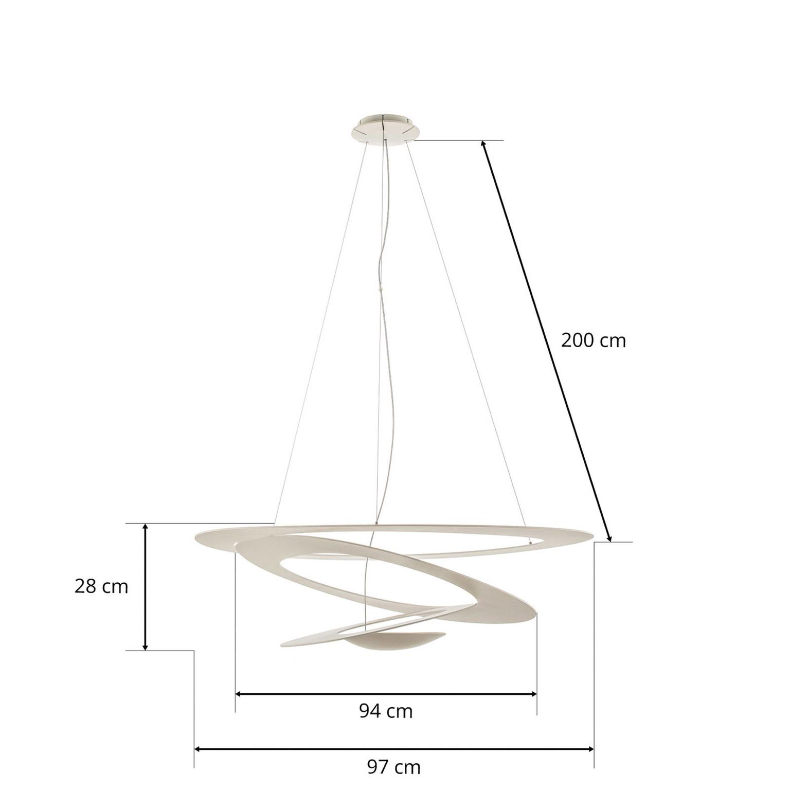 Artemide závesné svietidlo Pirce, 94x97 cm, biele – obrázok 6