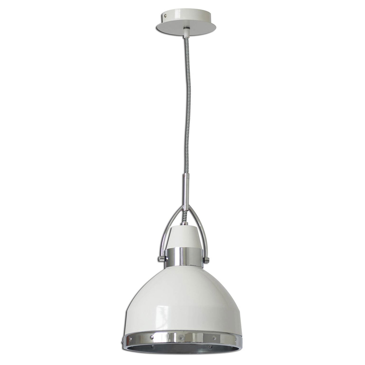 Biela závesná lampa Britta v priemyselnom dizajne – obrázok 2