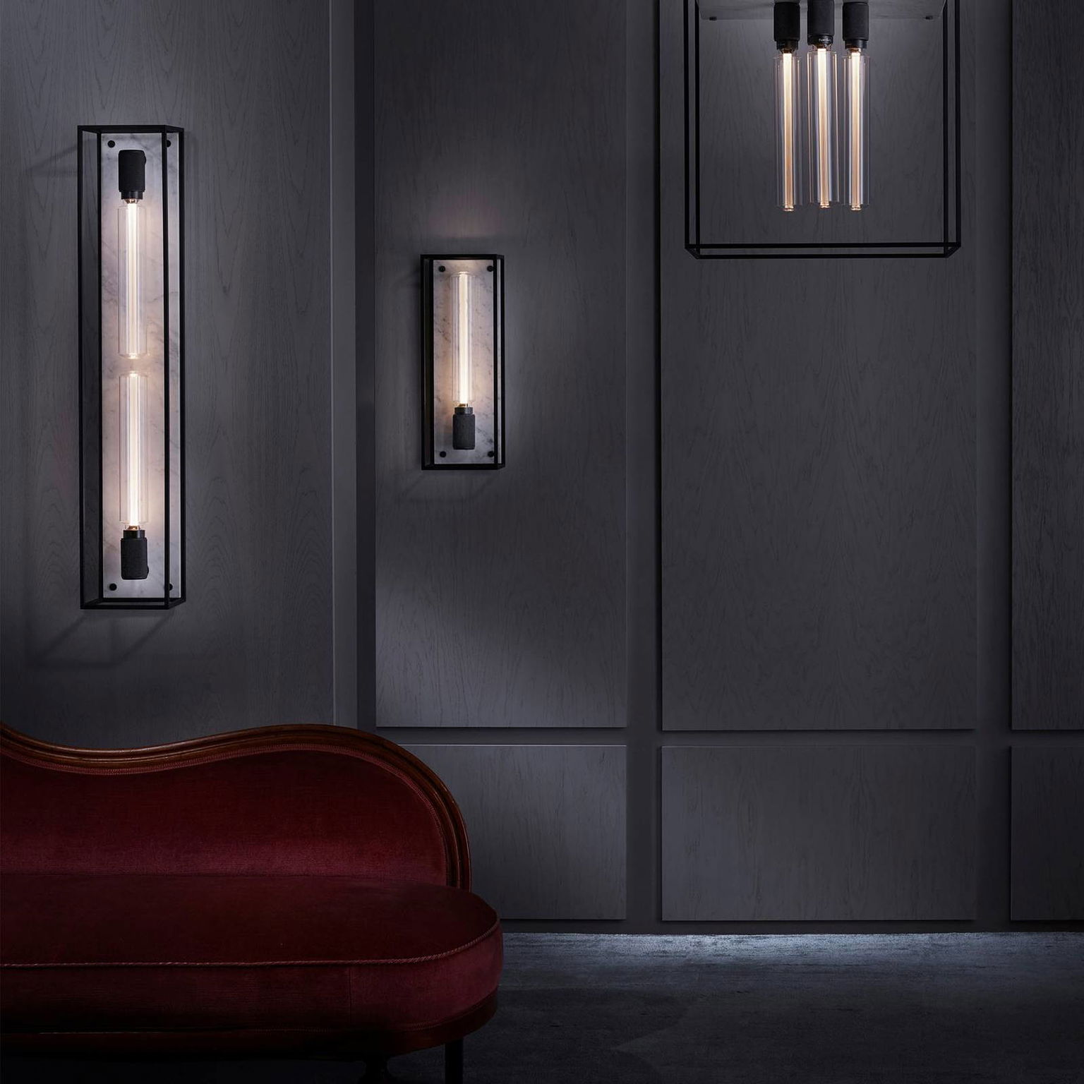 Buster + Punch Caged Wall large LED mramor biela – obrázok 2