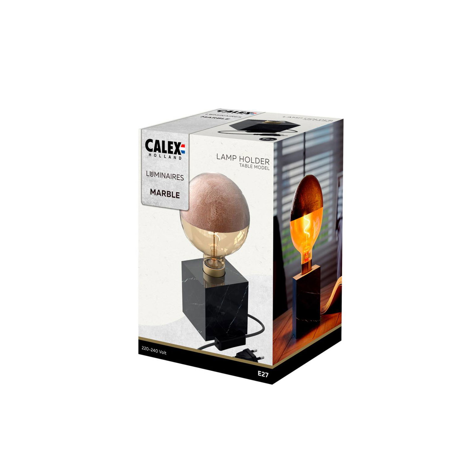 Calex Square Marble stolová lampa, čierna – obrázok 3