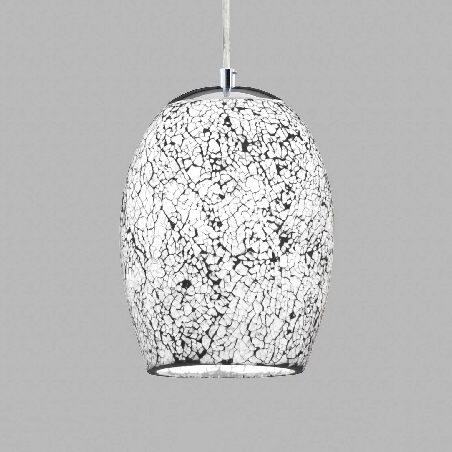 Chrómovo-biela závesná lampa Crackle – obrázok 3