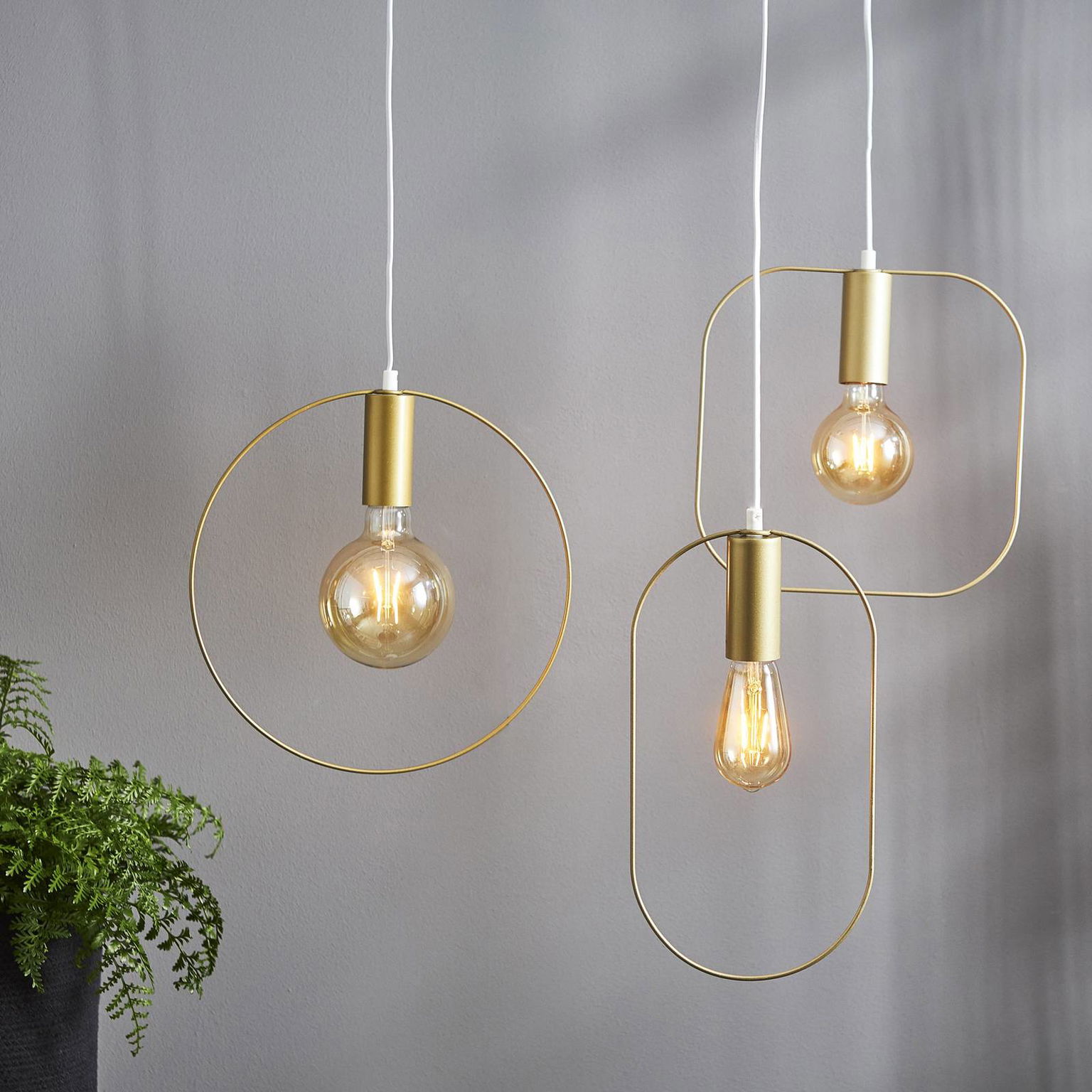 Dekoračná závesná lampa Shape so štvorcom, zlatá – obrázok 2