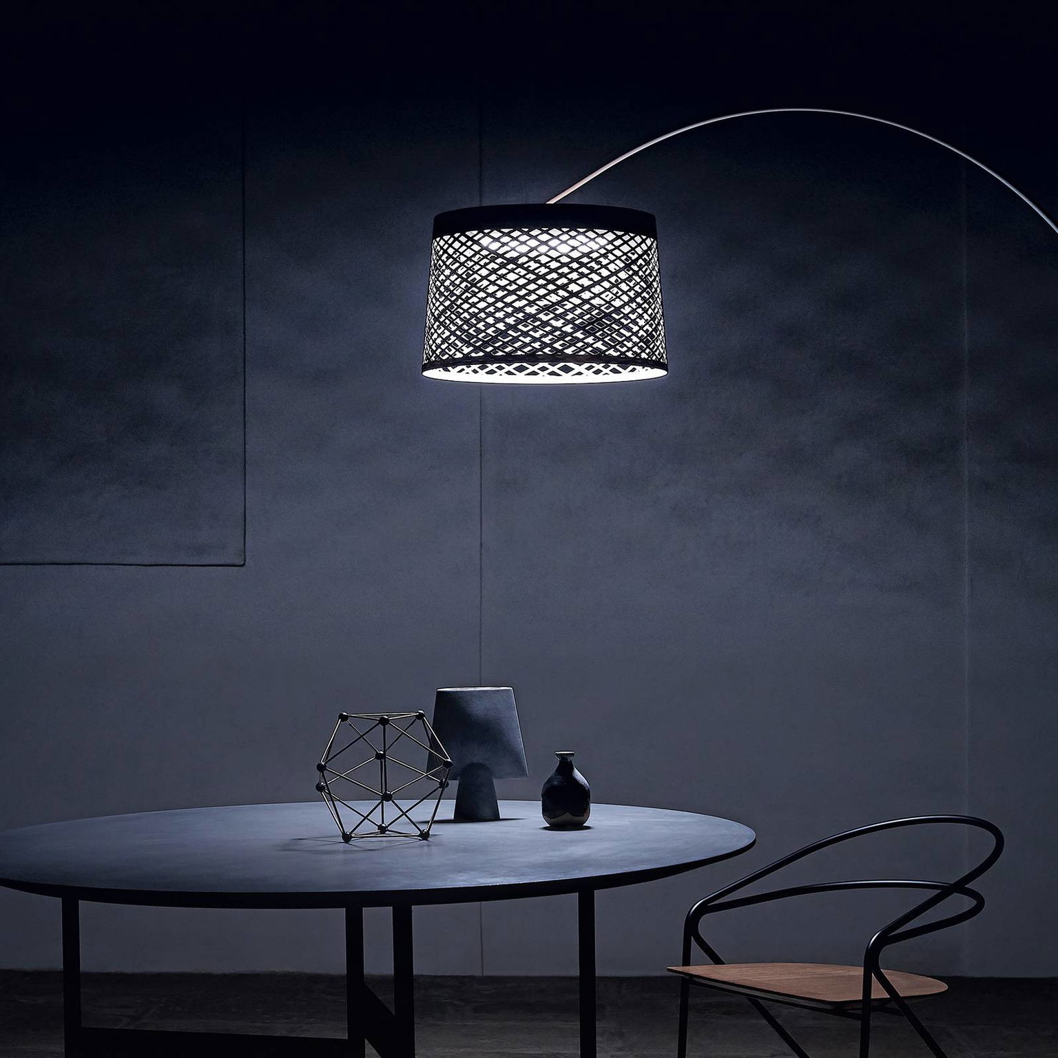 Foscarini Twiggy Grid LED oblúková lampa, béžová – obrázok 2