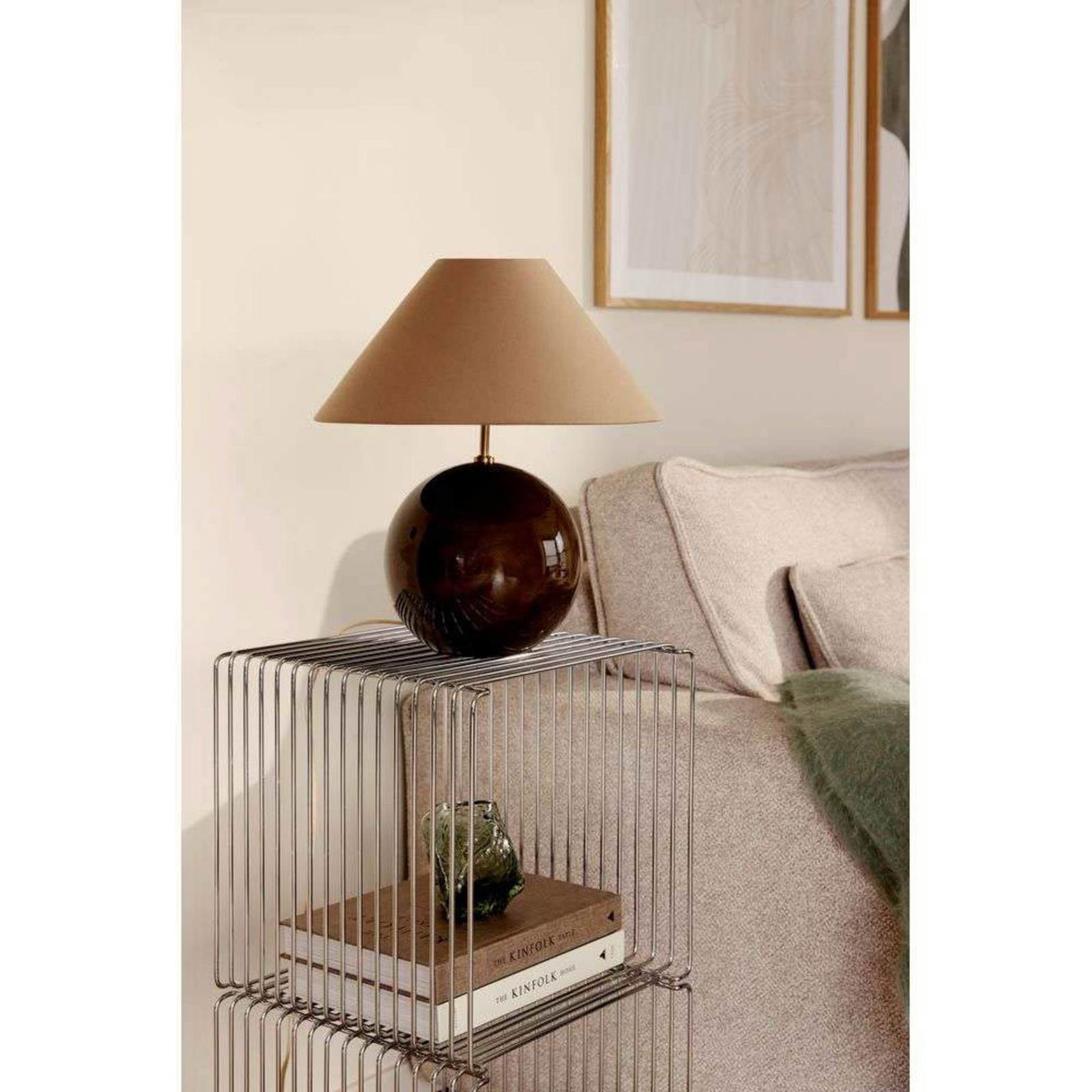 Globen Lighting stolová lampa IRIS, hnedá, výška 39 cm – obrázok 5