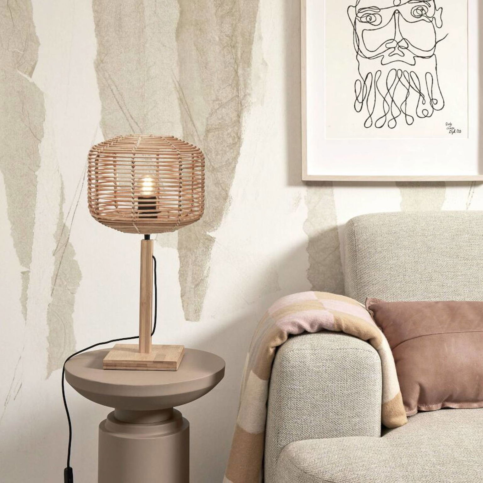 GOOD & MOJO Tanami stolová lampa, 40 cm, prírodná – obrázok 2