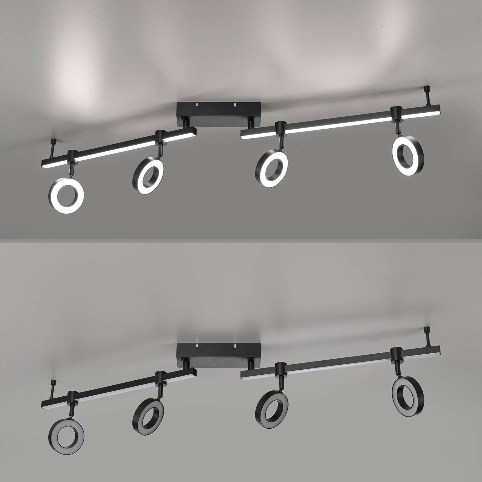 JUST LIGHT. stropné LED svetlo LOLAsmart Bileda, 4-pl., čierne – obrázok 6