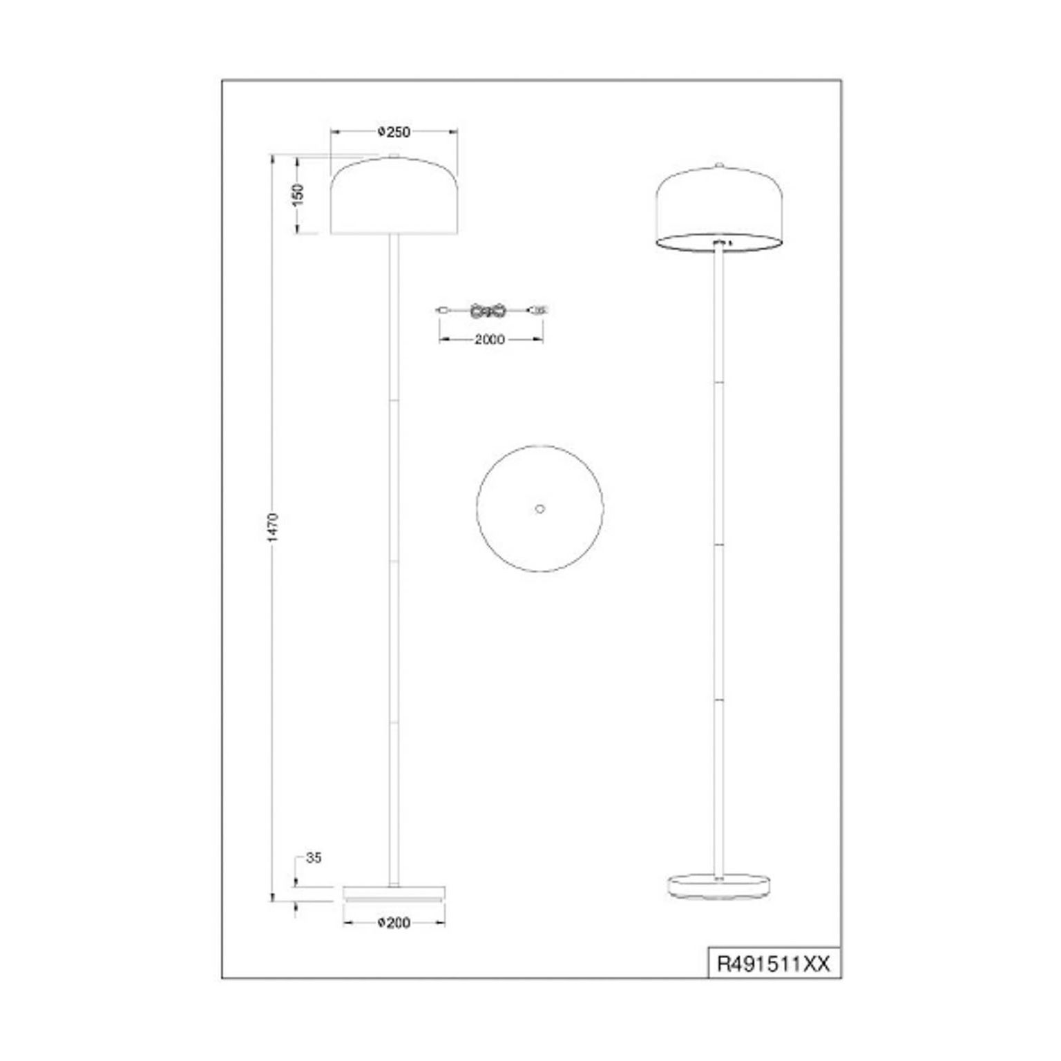 LED akumulátorová stojaca lampa Jeff, biela, kov, výška 147 cm – obrázok 2
