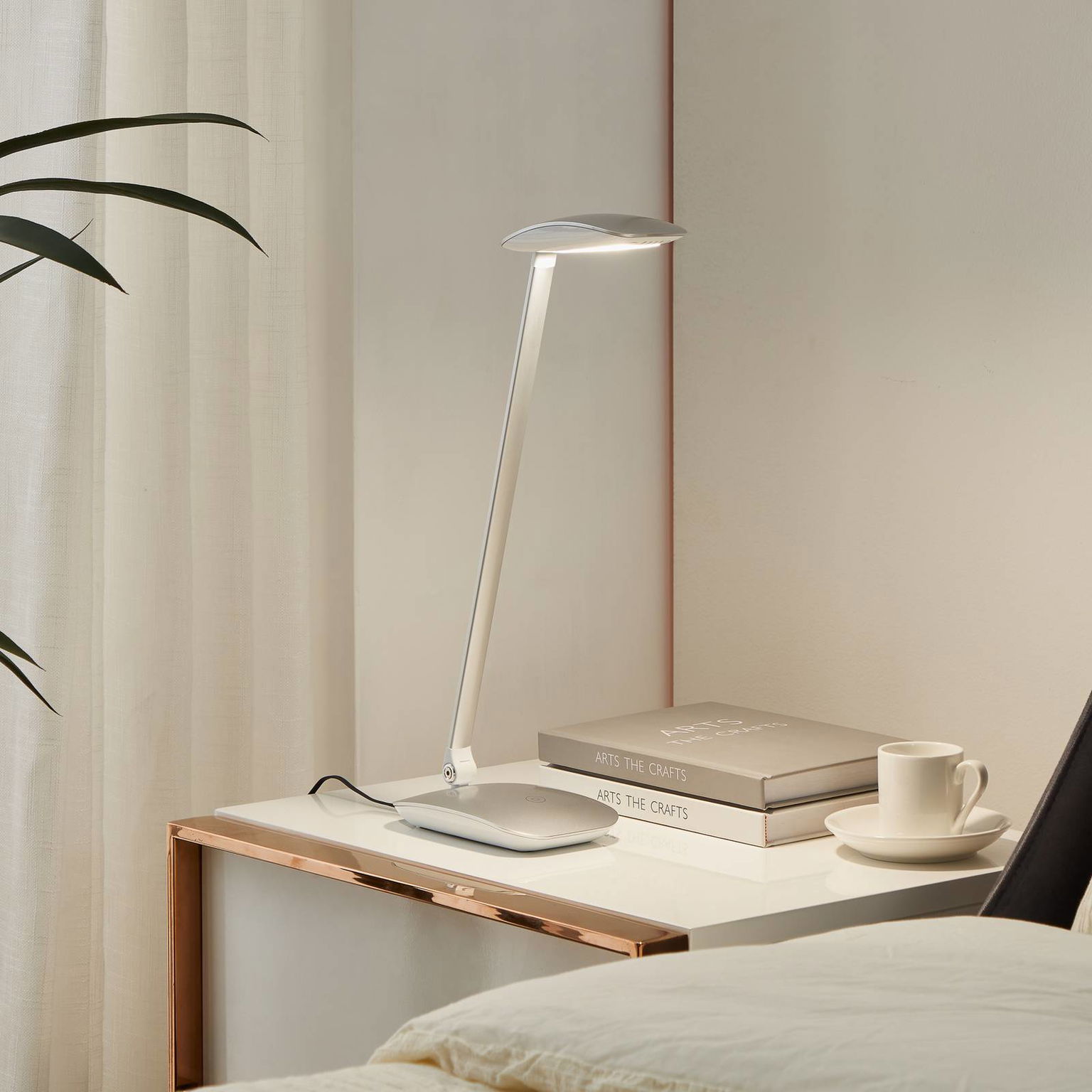 LED lampa na písací stôl Cajero stmievač striebro – obrázok 2