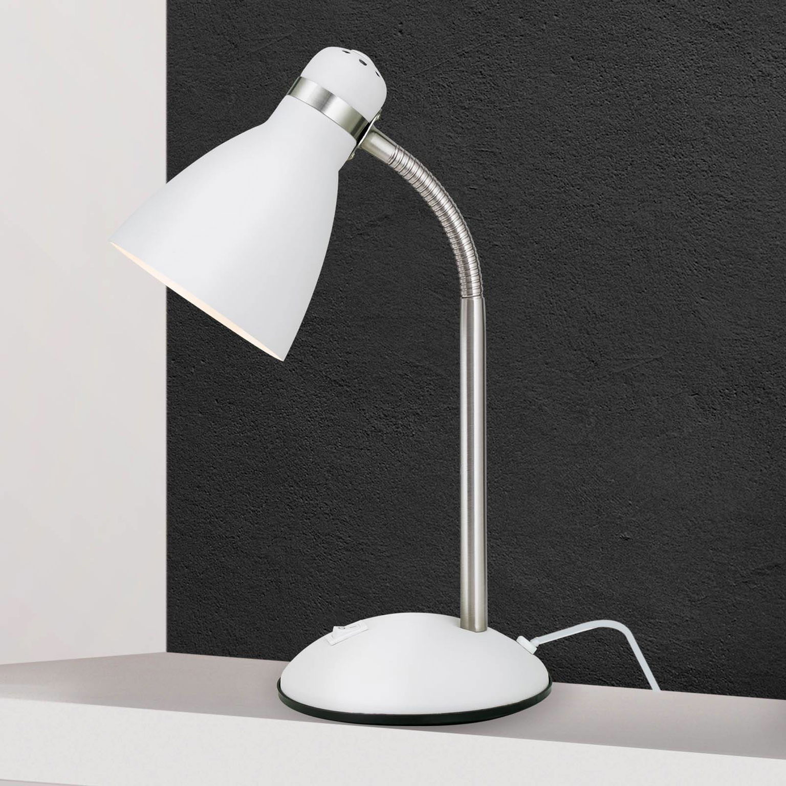 LED lampa na písací stôl School, biela