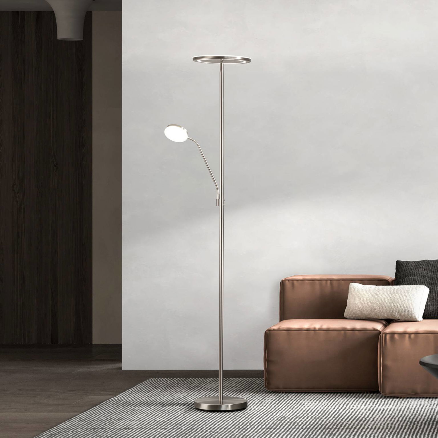 LED stojacia lampa Sorento nikl Výška 182 cm 2-pl. CCT Touchdim