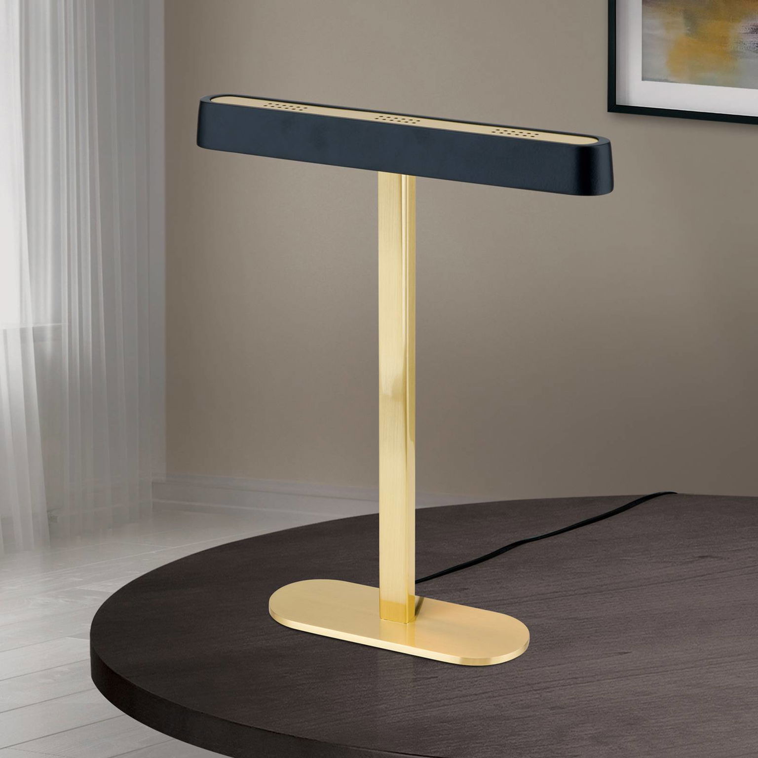 LED stolová lampa Auftakt zlatá/čierna – obrázok 2