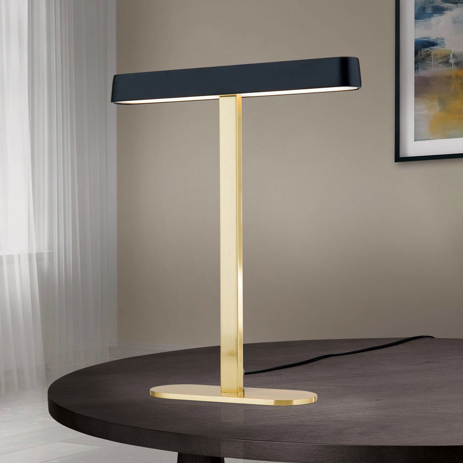 LED stolová lampa Auftakt zlatá/čierna – obrázok 3