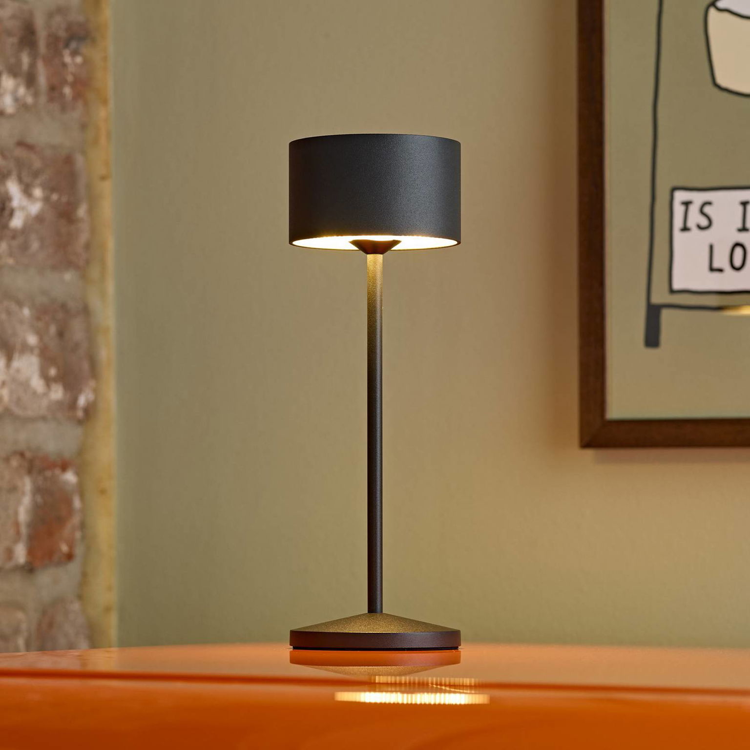 LED stolová lampa Veluna, čierna, výška 25 cm IP44 stmievateľné CCT