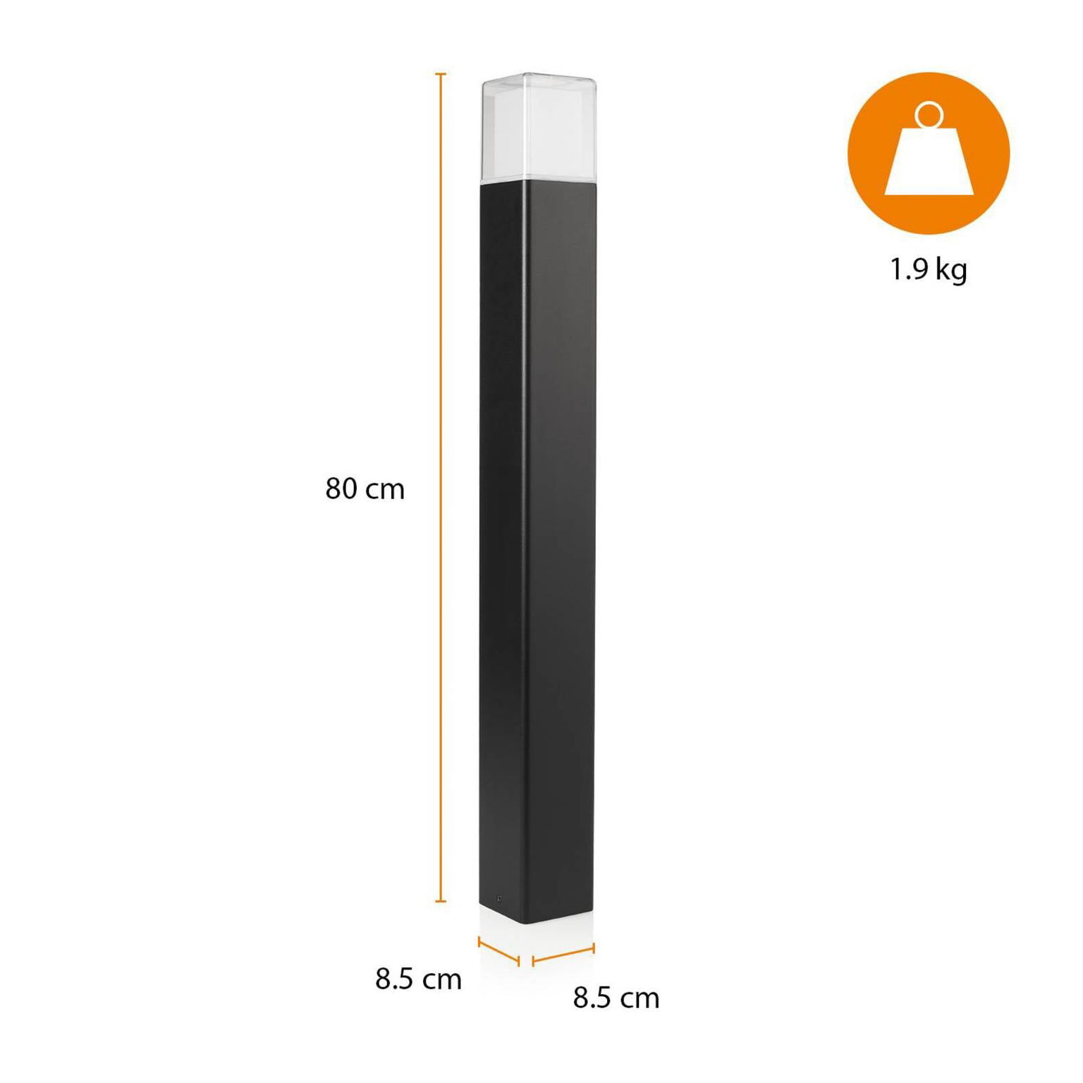 LED svetlo na chodník OOL-50018, hliník, výška 80 cm – obrázok 4