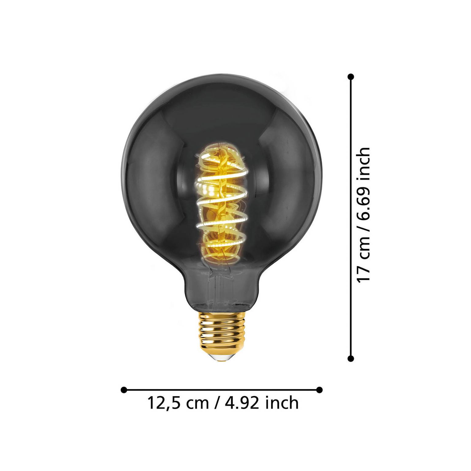 LED žiarovka E27 G125 4W čierno-transparentná – obrázok 3