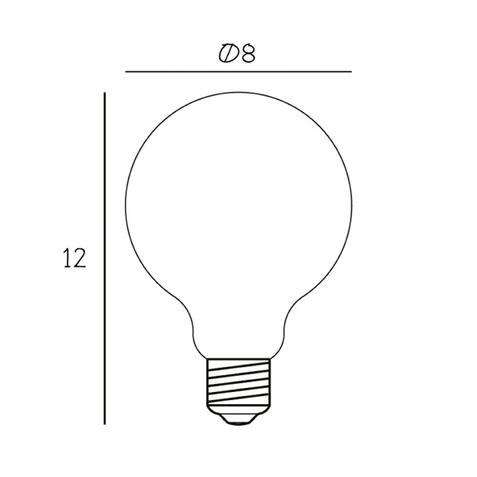 LED žiarovka Globe, E27, Ø 8 cm, matná, 5,2 W, 2 200 K