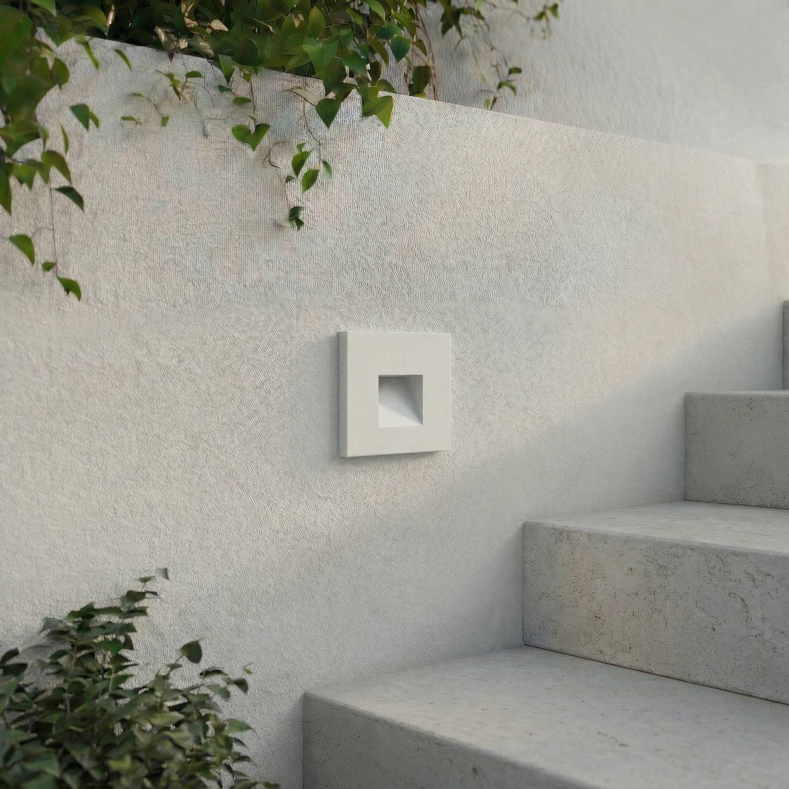 Lindby LED nástenná svietidlo Alune, biele, hranaté, 8x8cm, IP65 – obrázok 3