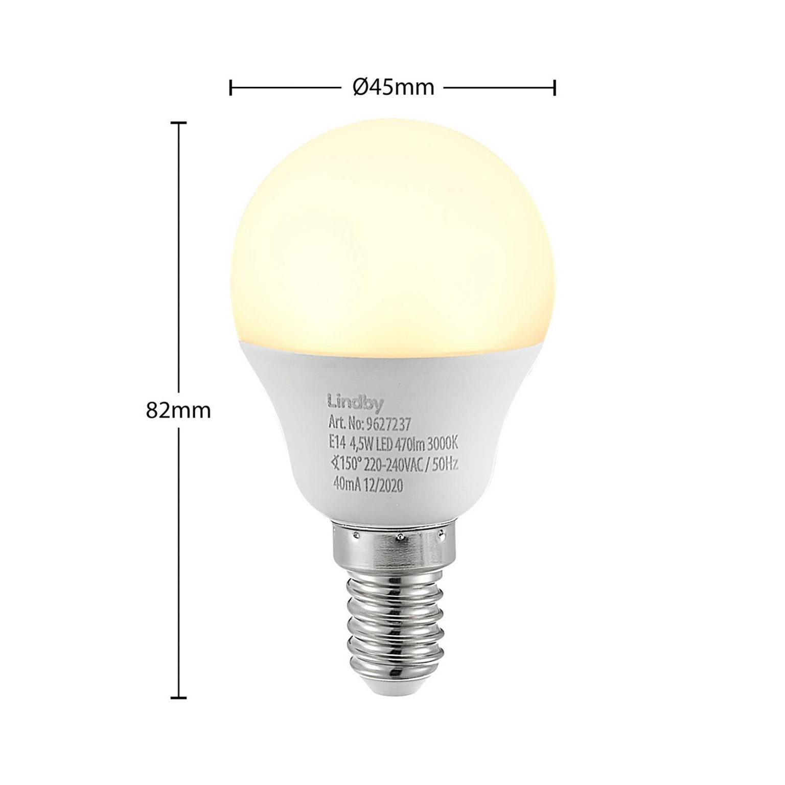 Lindby LED žiarovka E14 G45 4,5W 3000K opál sada 2