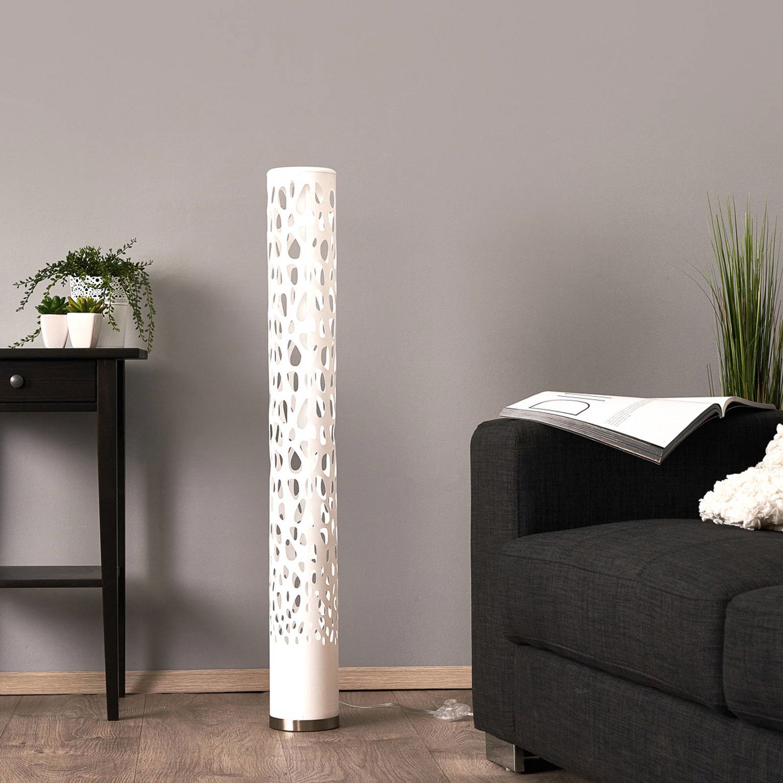 Lindby Stojacia lampa Alisea, 104 cm, biele, GU10 – obrázok 3
